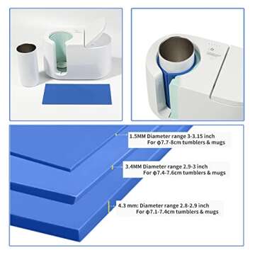 PYD Life 9.8 x 4.7 Inch Silicone Sublimation Mug Tumbler Wrap Blue Insert for Cricut Mug Press Accessories,3 Pieces 3 Thicknesses Suitable for Sublimation Tumblers Cups Mugs Printing