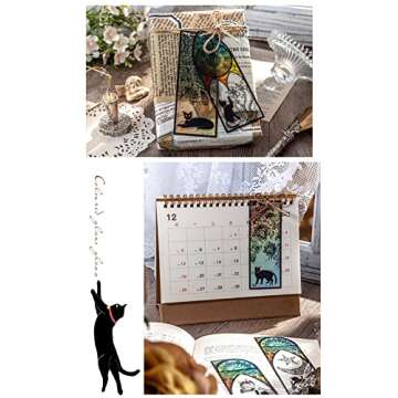 PUDIS Cat Bookmarks - 6 Pieces Black Cat Book Markers for Book Lovers, Women, Men, Unique Book Mark for Boys, Girls, Students, Classroom Gifts, School Prize, Reading Present (Cat and Moon)