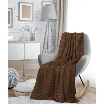 Utopia Bedding Brown 100% Cotton Waffle Blanket 300 GSM [Queen - 90x90 Inch] Soft Lightweight Breathable Bed Blanket for All Season