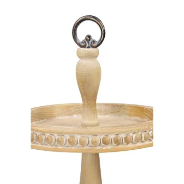 Deco 79 Wood Beaded 2 Tiered Server for Rustic Charm