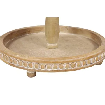 Deco 79 Wood Beaded 2 Tiered Server for Rustic Charm