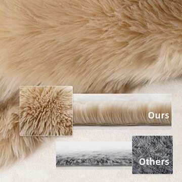 SERISSA Soft Fluffy Rug Beige Faux Sheepskin Fur Rug Shaggy Area Rug for Bedroom Floor Living Room 3x5 Feet