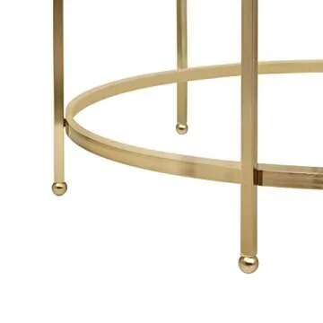Amazon Brand – Rivet Modern Round Glass and Gold Coffee Table, 36"W, Gold Finish