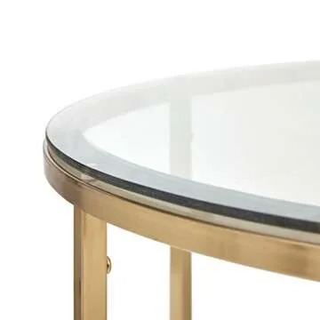 Amazon Brand – Rivet Modern Round Glass and Gold Coffee Table, 36"W, Gold Finish