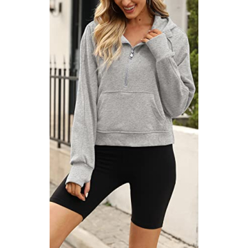 Womens Half Zip Fleece Lined Pullover Hoodie for Comfort
