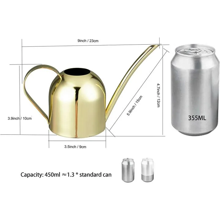 Gold Stainless Steel Watering Can for Indoor Plants