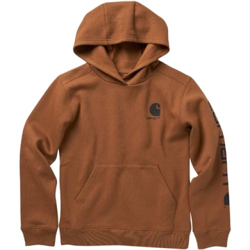 Carhartt Boys' Hooded Sweatshirt - Cozy & Durable Brown Size 7/8