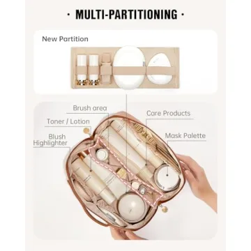 EACHY Waterproof Travel Makeup Bag - Large Capacity Organizer