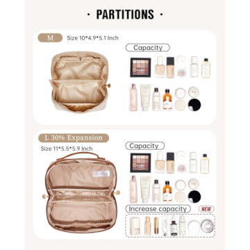 EACHY Waterproof Travel Makeup Bag - Large Capacity Organizer