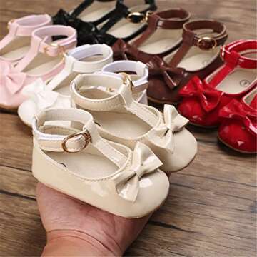 LAFEGEN Baby Girl Shoes Non Slip Soft Sole PU Leather Infant Toddler Mary Jane Flats First Walker Crib Dress Oxford Shoes 3-18 Months