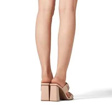 DREAM PAIRS Nude High Chunky Block Square Toe Heels for Women Slip On Mules Open-Toe Strap Pumps SandalsSize 8 SDHS2209W