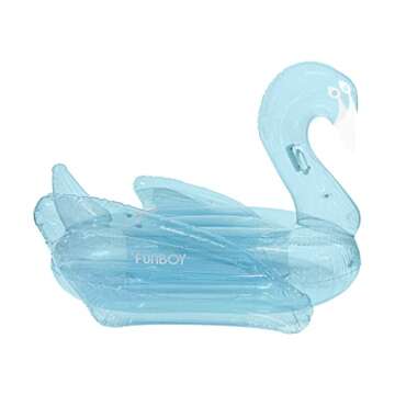 FUNBOY Giant Inflatable Clear Blue Swan Pool Float, Transparent Blue Color, Luxury Float for Summer ...