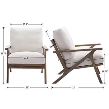 chairus Mid Century Accent Armchair Modern Upholstered Lounge Chair Compfy Leisure Arm Chair for Living Room Fireplace/Bedroom/Reception/Dorms, Linen Fabric White