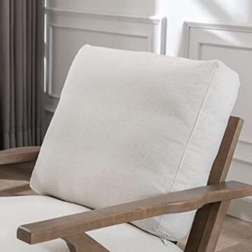 chairus Mid Century Accent Armchair Modern Upholstered Lounge Chair Compfy Leisure Arm Chair for Living Room Fireplace/Bedroom/Reception/Dorms, Linen Fabric White