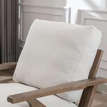 chairus Mid Century Accent Armchair Modern Upholstered Lounge Chair Compfy Leisure Arm Chair for Living Room Fireplace/Bedroom/Reception/Dorms, Linen Fabric White