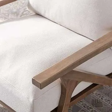 chairus Mid Century Accent Armchair Modern Upholstered Lounge Chair Compfy Leisure Arm Chair for Living Room Fireplace/Bedroom/Reception/Dorms, Linen Fabric White