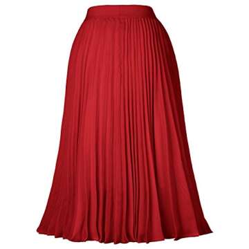 Stylish Pleated Flared Elastic Skater Skirt in Red for Effortless Fashion