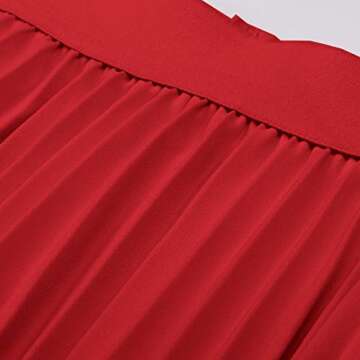 Elegant Pleated Flared Skater Skirt in Red Size M