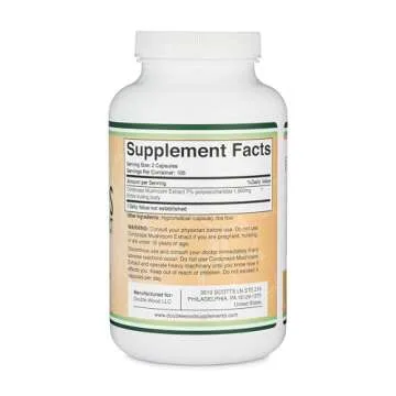 Cordyceps Capsules (Cordyceps Sinensis Mushroom Extract) 210 Count, 3.5 Month Supply, 1,000MG (7% Polysaccharides with Alpha and Beta Glucans) Overall and Aging Support by Double Wood