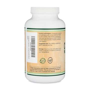 Cordyceps Capsules (Cordyceps Sinensis Mushroom Extract) 210 Count, 3.5 Month Supply, 1,000MG (7% Polysaccharides with Alpha and Beta Glucans) Overall and Aging Support by Double Wood