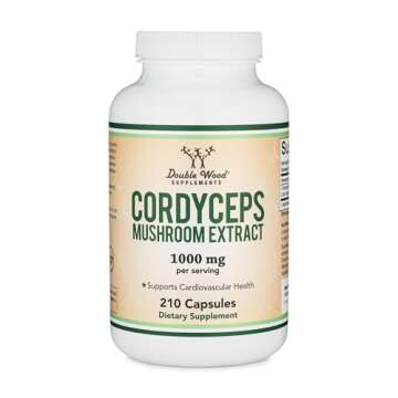 Cordyceps Capsules (Cordyceps Sinensis Mushroom Extract) 210 Count, 3.5 Month Supply, 1,000MG (7% Polysaccharides with Alpha and Beta Glucans) Overall and Aging Support by Double Wood
