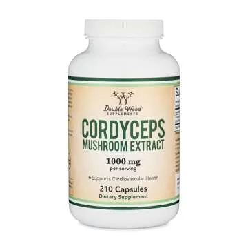 Cordyceps Capsules (Cordyceps Sinensis Mushroom Extract) 210 Count, 3.5 Month Supply, 1,000MG (7% Polysaccharides with Alpha and Beta Glucans) Overall and Aging Support by Double Wood