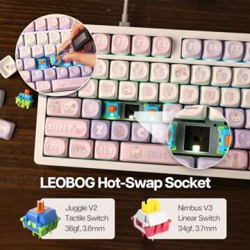 EPOMAKER x LEOBOG Hi75 Aluminum Alloy Wired Mechanical Keyboard, Programmable Gasket-Mounted Gaming Keyboard with Mode-Switching Knob, Hot Swappable, NKRO, RGB (Heart Throb, Juggle V2 Switch)