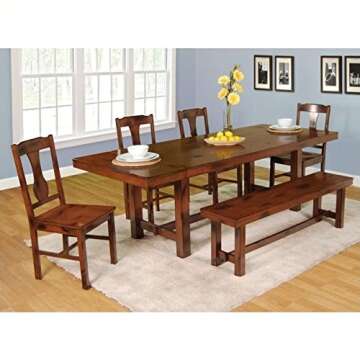 Rustic Solid Wood Dining Table Set with Extension Leaves
