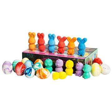 JOYIN 24 Pcs Easter Sidewalk Chalk Set, Easter Eggs Bunny Chicken Gifts for Boys Girls Kids Toddlers for Basket Stuffers Fillers Party Favors