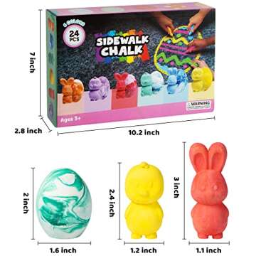 JOYIN 24 Pcs Easter Sidewalk Chalk Set, Easter Eggs Bunny Chicken Gifts for Boys Girls Kids Toddlers for Basket Stuffers Fillers Party Favors