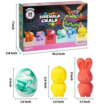 JOYIN 24 Pcs Easter Sidewalk Chalk Set, Easter Eggs Bunny Chicken Gifts for Boys Girls Kids Toddlers for Basket Stuffers Fillers Party Favors