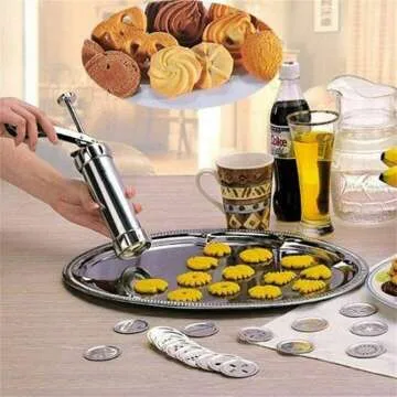 Cookie Press Maker Kit with 16 Discs & Nozzles