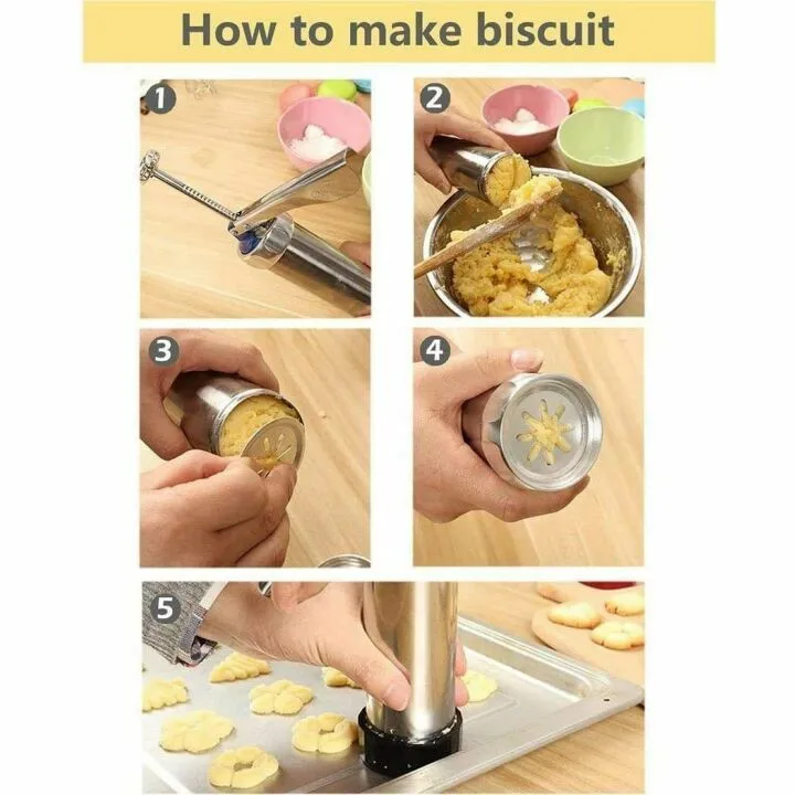 Cookie Press Maker Kit with 16 Discs & Nozzles