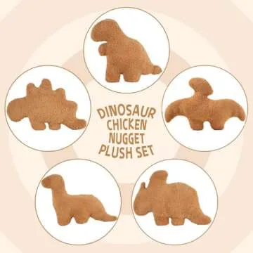 TVVPGG Dino Nugget Plush,5 Pcs Dino Nugget Pillow Stuffed Toy, Funny Dino Chicken Nuggets Pillow Gifts for Kids Adults Girlfriend Christmas
