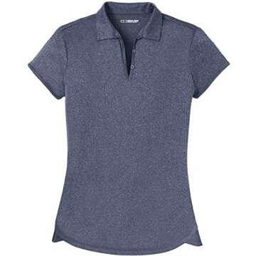 Stylish DRI-EQUIP Ladies Heathered Golf Polo - XL True Navy