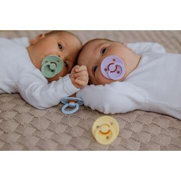 BIBS BPA-Free Natural Rubber Baby Pacifier | Made in Denmark (Dark Oak/Blush, 0-6 Months) 2-Pack