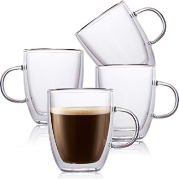 Vivimee Insulated Coffee Mugs 16oz Double Wall Glass Cups