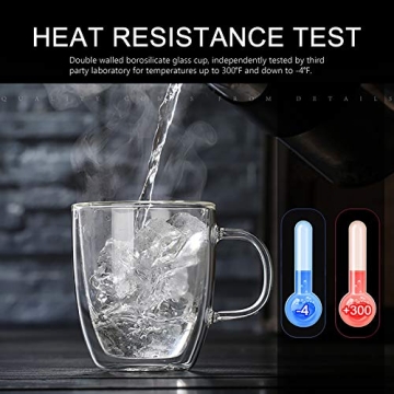 Vivimee Insulated Coffee Mugs 16oz Double Wall Glass Cups