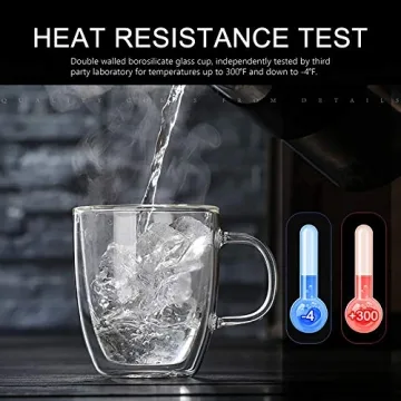 Vivimee Insulated Coffee Mugs 16oz Double Wall Glass Cups