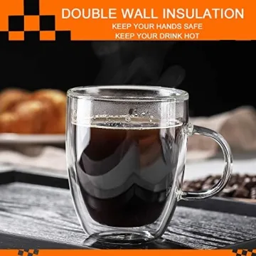 Vivimee Insulated Coffee Mugs 16oz Double Wall Glass Cups
