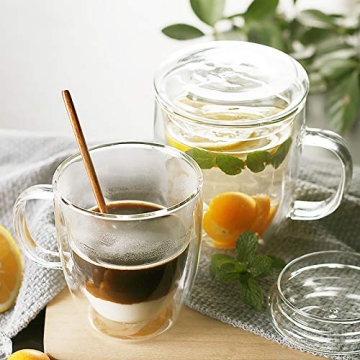 Vivimee Insulated Coffee Mugs 16oz Double Wall Glass Cups