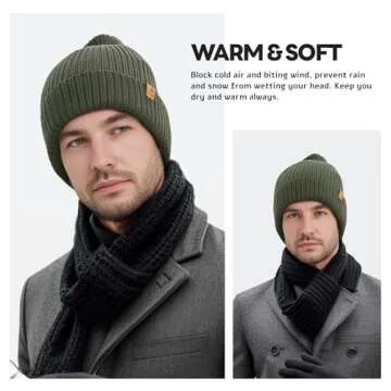 ACUSHLA Waterproof Windproof Beanie - Warm Knit Hat