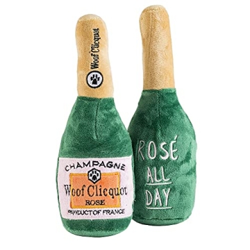 Haute Diggity Dog Woof Clicquot Rose', Plush Designer Dog Toys with Interactive Squeaker, Stimulating Pet Enrichment, Machine-Washable & Safe Materials for All Breeds, Size Medium