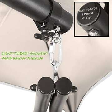 Geniqua Patio Hanging Chaise Outdoor Lounger Padded Cushion Swing Hammock Chair w/Sun Shade Canopy Umbrella Stand [Beige]