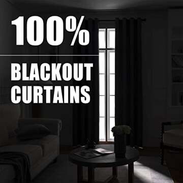 Rutterllow 100% Blackout Curtain 2 Panels , Heat and Full Light Blocking Drapes with Grommets for Bedroom, Thermal Insulated Window Treatment Drapes for Living Room (Dark Grey, 42Wx63L)