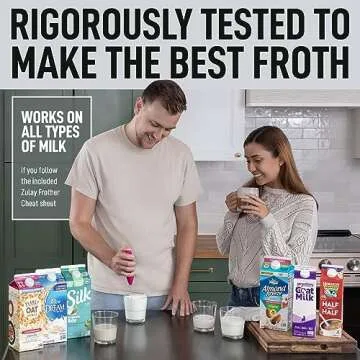 Zulay Powerful Milk Frother Handheld Foam Maker for Lattes - Whisk Drink Mixer for Coffee, Mini Foamer for Cappuccino, Frappe, Matcha, Hot Chocolate by Milk Boss (Hot Pink)