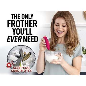 Zulay Powerful Milk Frother Handheld Foam Maker for Lattes - Whisk Drink Mixer for Coffee, Mini Foamer for Cappuccino, Frappe, Matcha, Hot Chocolate by Milk Boss (Hot Pink)