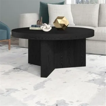 Henn&Hart 32" Black Grain Coffee Table with Easy Assembly