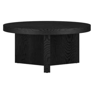 Henn&Hart 32" Black Grain Coffee Table with Easy Assembly