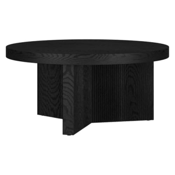 Henn&Hart 32" Black Grain Coffee Table with Easy Assembly